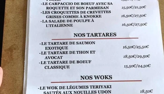 Brasserie Restaurants Toussaints -  Speisekarte - Mamer