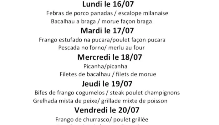 Cafe Santos Ribeiro Speisekarte - Luxemburg
