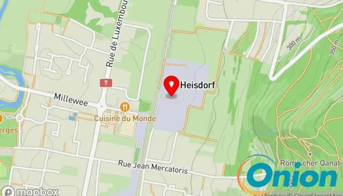 Kaart vun Creos - Centre régional de Heisdorf Stromversorgungsunternehmen, Gasversorgungsunternehmen zu Steinsel