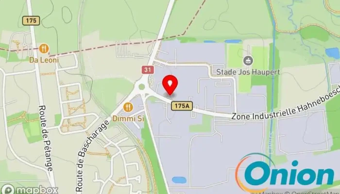 Kaart vun Garage Binsfeld Autohändler, Karosseriewerkstatt, Baustoffhandel, Autowerkstatt, Kia-Händler, Mazda-Händler zu Differdange