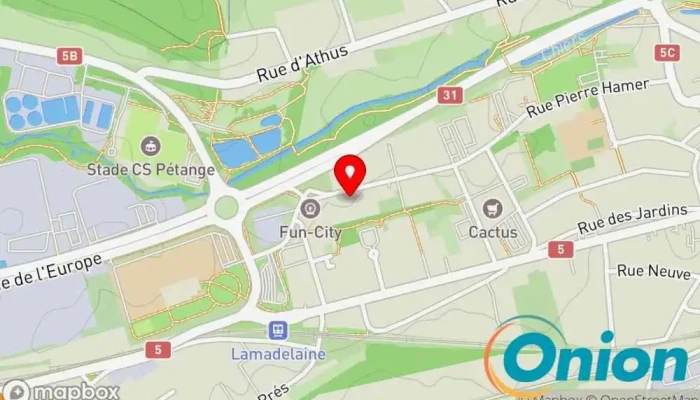 Kaart vun Horeca Mat Luxembourg Sàrl Schrankmöbelhaus, Fachgeschäft für Haushaltsgeräte, Backbedarf, Möbelgeschäft für Bars/Restaurants, Feinkost-Metzgerei, Gewerblicher Kühlschrankanbieter, Gaststättenbedarf, Waagenanbieter, Geschäftsausstattungsanbieter zu Pétange
