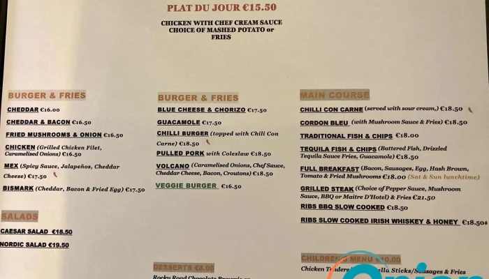 Irish Pub Restaurant Speisekarte - Hesperingen