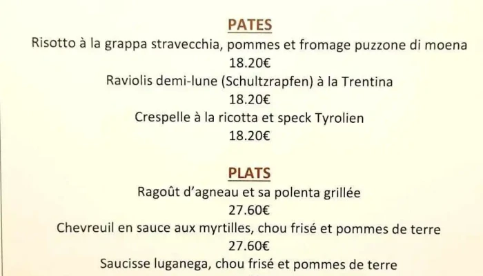 Laltro Speisekarte - Roeser