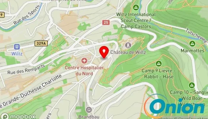 Kaart vun Peinture Marc Feltus Successeurs Sàrl Auftragnehmer, Jalousiengeschäft, Haushaltswarengeschäft, Farbenfachgeschäft, Maler zu Wiltz