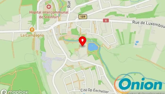 Kaart vun Piscine Communale Steinfort Schwimmbad, Öffentliches Schwimmbad zu Steinfort