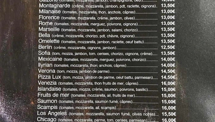 Pizza Marios Speisekarte - Mamer