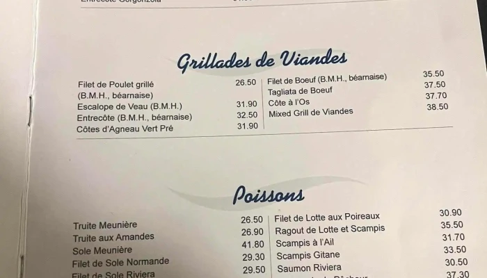 Restaurant La Riviera -  Speisekarte - Walferdingen