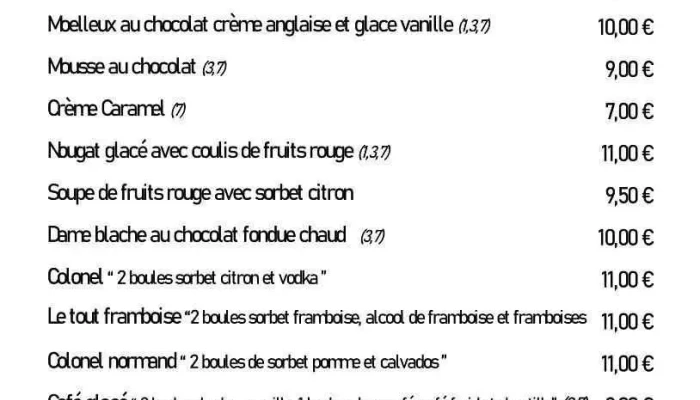 Restaurant Mousels Cantine Speisekarte - Luxemburg