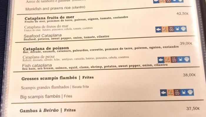 Restaurante Beirao Speisekarte - Luxemburg
